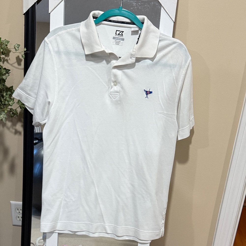 Cutter & Buck Classic White Polo with Blue Logo